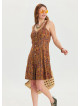 Thin Strap Button Detailed Short Mustard Ethnic Jumpsuit 4567